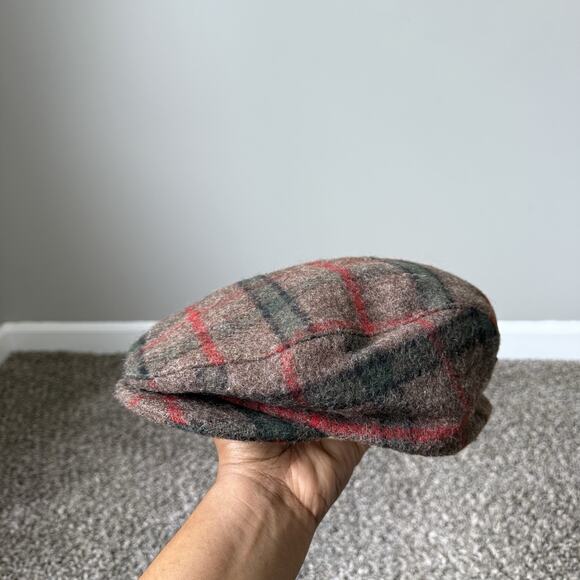 VTG CAP WOOL Plaid Flat Driver Car Racing GP Leather Strap Large Convertible New - Picture 1 of 10